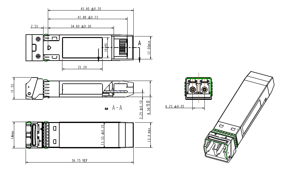 2433Gbps 1310nm SFP28 Transceiver